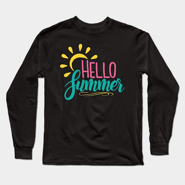 Hello Summer Long Sleeve T-Shirt by Designz4U